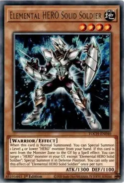 1x (NM) Elemental HERO Solid Soldier - TOCH-EN040 - Rare - 1st Edition YuGiOh - Image 1