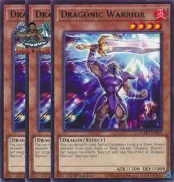 Yugioh! 3x Dragonic Warrior MZMU-EN043 Rare 1st Ed NM - Image 1