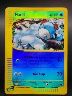 Marill 120/165 Expedition Base Set Reverse Holo Pokemon Card Played - Image 1
