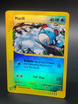 Marill 120/165 Expedition Base Set Reverse Holo Pokemon Card Played - Image 2