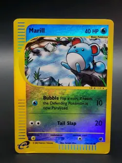 Marill 120/165 Expedition Base Set Reverse Holo Pokemon Card Played - Image 4