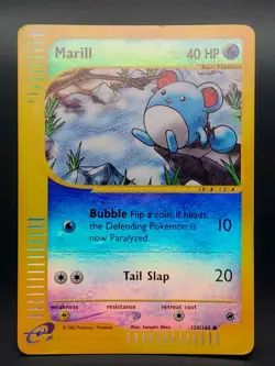 Marill 120/165 Expedition Base Set Reverse Holo Pokemon Card Played - Image 5