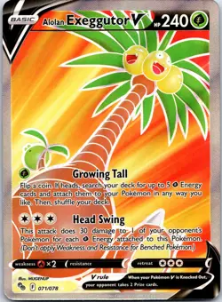Alolan Exeggutor V (Full Art) Ultra Rare Pokemon GO Holofoil 071/078 NM - Image 1