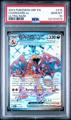 Pokemon TCG Charizard EX Obsidian Flames Holo Ultra Rare Card 215/197 PSA 10 - Image 1