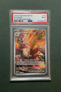 2025 POKEMON DRI EN-DESTINED RIVALS ILLUSTRATION RARE #192 BLAZIKEN PSA 9 - Image 1