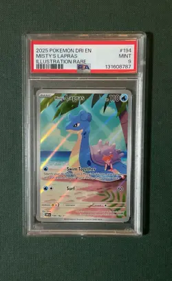 2025 POKEMON DRI EN-DESTINED RIVALS ILLUSTRATION RARE #194 MISTY'S LAPRAS PSA 9 - Image 1