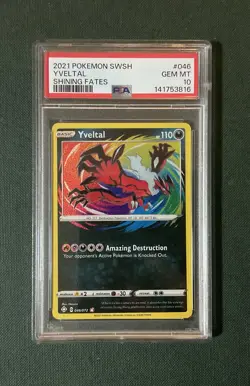 2021 POKEMON SWORD & SHIELD SHINING FATES #046 YVELTAL PSA 10 - Image 1