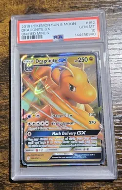 2019 POKEMON SUN & MOON UNIFIED MINDS #152 DRAGONITE GX PSA 10 - Image 1