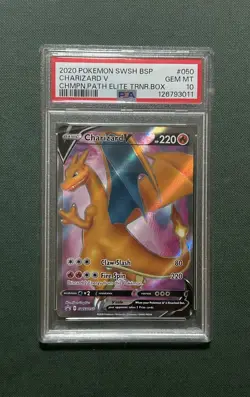 2020 Pokemon SWSH BSP Charizard V #50 Champions Path ETB Promo PSA 10 GEM MT - Image 1