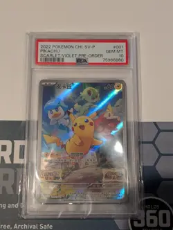 PSA 10 - Pikachu Chinese Promo 001/SV-P 2022 Pokemon Scarlet & Violet Pre-Order - Image 1