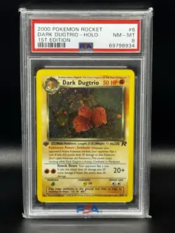 Pokemon Dark Dugtrio 2000 Team Rocket First Edition 6/82 Holo PSA 8 - Image 1