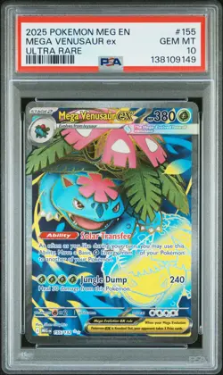 2025 POKEMON MEG EN-MEGA EVOLUTION ULTRA RARE #155 MEGA VENUSAUR EX PSA 10 - Image 1