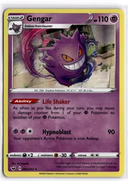 Gengar 085/202 Holo Rare Sword & Shield Pokemon Near Mint - Image 1