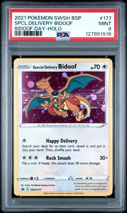 2021 POKEMON SWSH BLACK STAR PROMO BIDOOF DAY SPECIAL DELIVERY BIDOOF-HOLO PSA 9 - Image 1