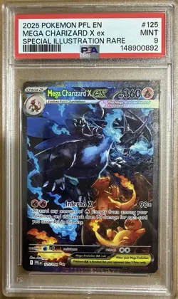 PSA 9 Mega Charizard X ex 125/094 SIR Phantasmal Flames Pokemon English Mint - Image 1