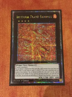 Yugioh AGOV-EN043 Infernal Flame Banshee Quarter Century Secret Rare 1st Ed NM - Image 1