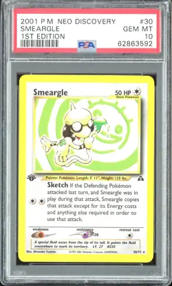 PSA 10 Smeargle 1st Edition Neo Discovery 30/75 Rare Pokemon Card - Image 1