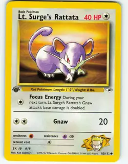 Lt. Surge's Rattata - 1st Edition - 82/132 Gym Heroes - Pokemon TCG - 2000 - Image 1