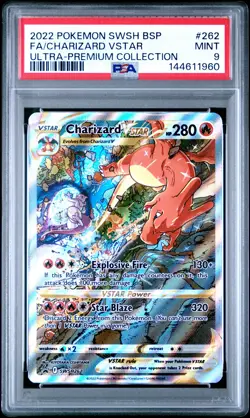 2022 POKEMON SWSH BLACK STAR PROMO #262 FULL ART/CHARIZARD VSTAR PSA 9 - Image 1