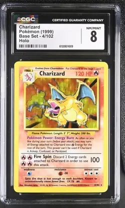 Pokemon TCG Charizard 004/102 Base Set Holo CGC 8 - Image 1