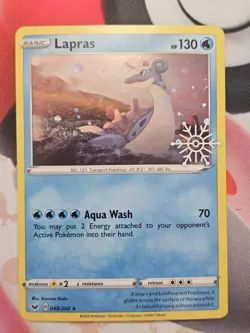 RAW! near mint Lapras 048/202 Holo Snowflake Stamp Holiday Calendar Pokemon Card - Image 1