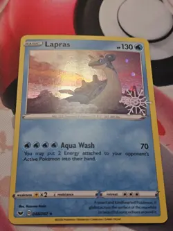 RAW! near mint Lapras 048/202 Holo Snowflake Stamp Holiday Calendar Pokemon Card - Image 2