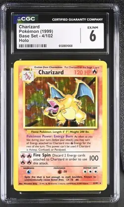 Pokemon TCG Charizard 004/102 Base Set Holo CGC 6 - Image 1