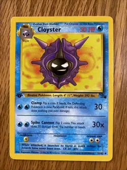 Pokemon Vintage Fossil Cloyster 32/62 1st Edition WoTC 1999 Near Mint NM - Image 1