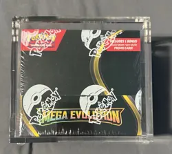 Pokemon TCG: Mega Evolution Factory Sealed Enhanced Booster Box w/ Acrylic Case - Image 1