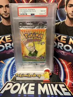 2000 Pokemon Gym Heroes Lt Surge Sealed Booster Pack PSA 8 NM MT - Image 1