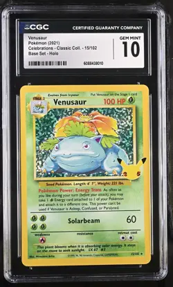 2021 Pokemon Celebrations Classic Coll. 15/102 Venusaur Holo CGC 10 Gem Mint - Image 1