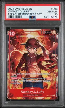 2024 ONE PIECE PROMOS TREASURE BOOSTERS SET #006 MONKEY D. LUFFY PSA 10 - Image 1