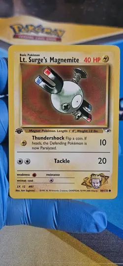 Pokemon TCG Lt. Surge's Magnemite Gym Heroes 80/132 Regular 1st Edition Common - Image 1