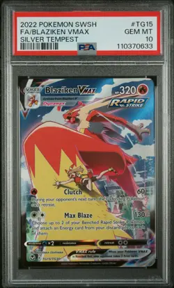 2022 POKEMON SWORD & SHIELD SILVER TEMPEST #TG15 FULL ART/BLAZIKEN VMAX PSA 10 - Image 2