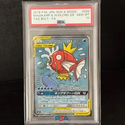 Magikarp Wailord GX PSA 10 2018 099/095 SR SM9 Tag Bolt Pokemon Card Japanese - Image 1