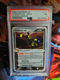 2005 POKEMON EX UNSEEN FORCES #112 UMBREON EX-HOLO PSA 7 - Image 1
