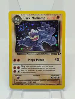 2000 DARK MACHAMP 10/82 TEAM ROCKET UNLIMITED HOLO RARE POKEMON TCG Swirl - Image 1