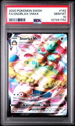 2020 POKEMON SWORD & SHIELD #142 FULL ART/SNORLAX VMAX PSA 10 - Image 1