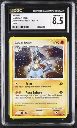 CGC 8.5 Lucario 2007 Diamond & Pearl 6/130 Holo Pokemon Card - Image 1