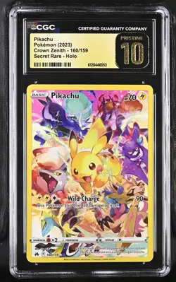 CGC Pristine 10 Pikachu 160/159 Secret Rare Holo Crown Zenith Pokemon Card - Image 1