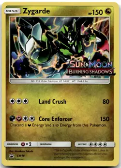 Zygarde SM48 STAFF Pre Release Promo Burning Shadows Pokemon Card LP - Image 1