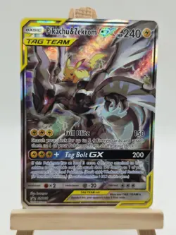 Pokemon TCG Pikachu And Zekrom GX Promo SM168 Tag Team Full Art Holo SM168! - Image 1