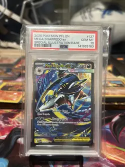 2025 POKEMON PFL EN-PHANTASMAL FLAMES #127 MEGA SHARPEDO EX PSA 10 - Image 1