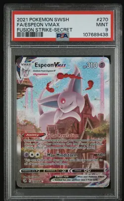 Pokemon Espeon VMAX Alternate Art Secret Rare Fusion Strike 270/264 PSA 9 2021 - Image 1