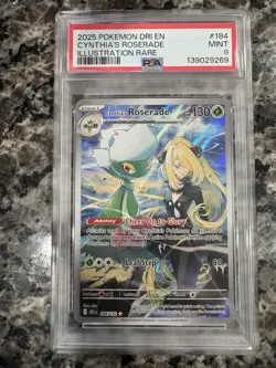 CYNTHIA’S ROSERADE 2025 POKEMON DRI EN ILLUSTRATION RARE #184 MINT PSA 9 - Image 1