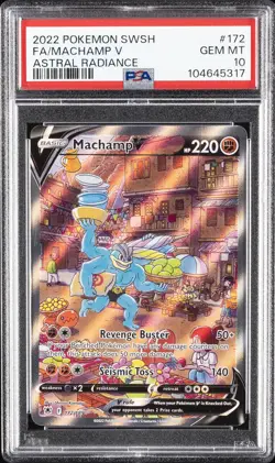 2022 POKEMON SWORD & SHIELD ASTRAL RADIANCE #172 FULL ART/MACHAMP V PSA 10 - Image 1