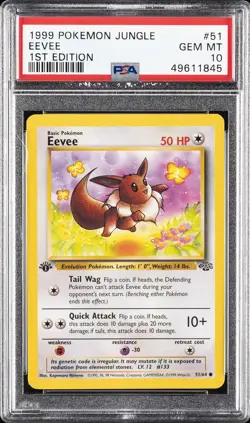 1999 POKEMON JUNGLE 1ST ED #51 EEVEE PSA 10 - Image 1
