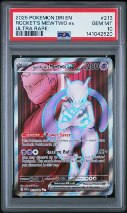 2025 Pokemon S&V Destined Rivals Team Rocket's Mewtwo ex PSA 10 #213/182 - Image 1