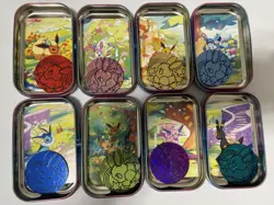 Pokemon Lot of 8 EMPTY Mini Tins With Art Cards And Coins - Image 2