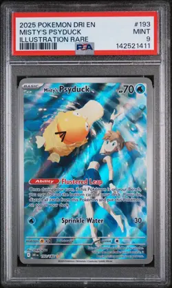 Pokemon Misty's Psyduck Holo Card Illustration Rare, 193/182 PSA 9 - Image 1